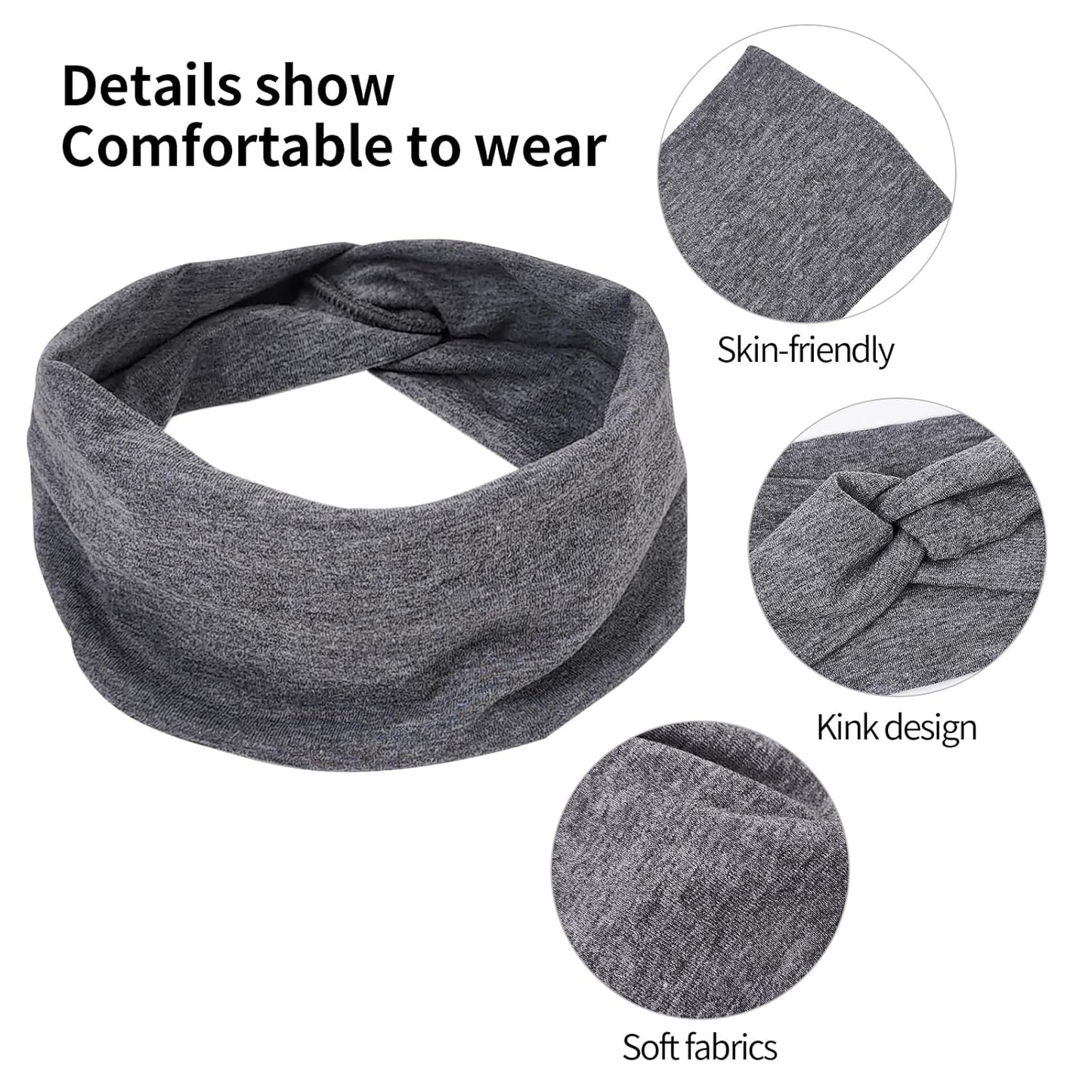 6 Pack Women's Non-Slip Wide Stretchy Twist Cross Headbands - Solid Colors Ideal for Yoga, Fitness, and Daily Use