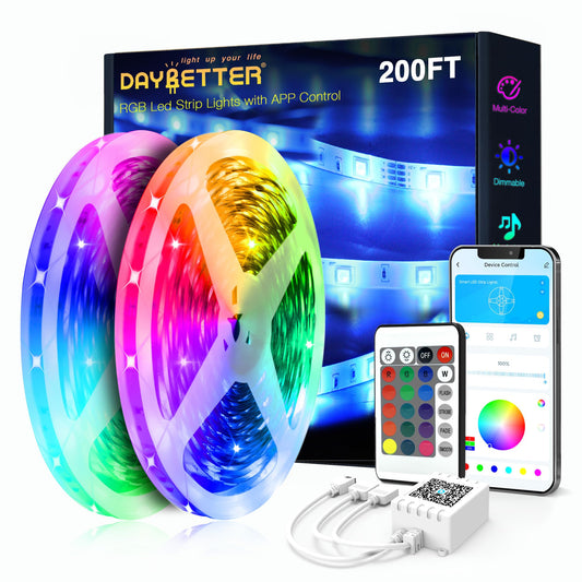 DAYBETTER LED Strip Lights 130ft Lights Strip for Bedroom, Desk, Indoor Room Bedroom Brithday Gifts RGB Decor with Remote and 24V Power Supply