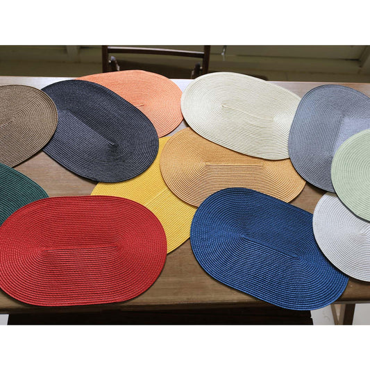 FunWheat Oval Braided Placemats Set of 8 Table Mats for Dining Tables Washable Heat Resistant Place Mats for Indoor Outdoor Use 12 x18 Inch(Oval Pumpkin, 8pcs)