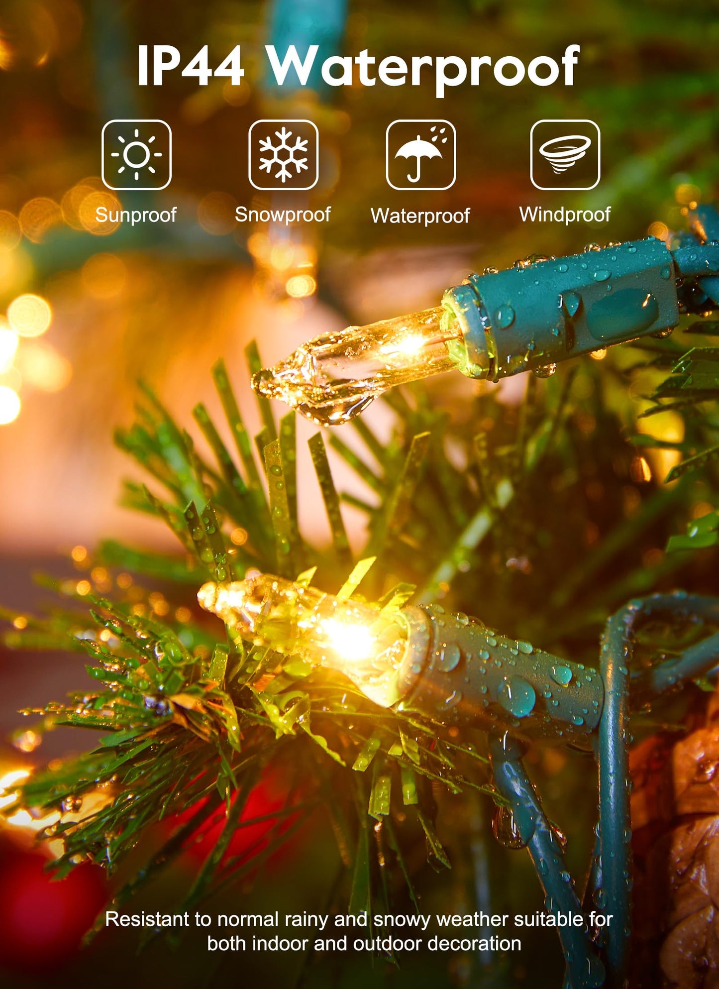 Clear Christmas String Lights 50 Count 12 Feet Incandescent Bulb Mini Lights for Indoor Xmas Tree Garland Birthday Wedding Party Festival Decoration, Green Wire