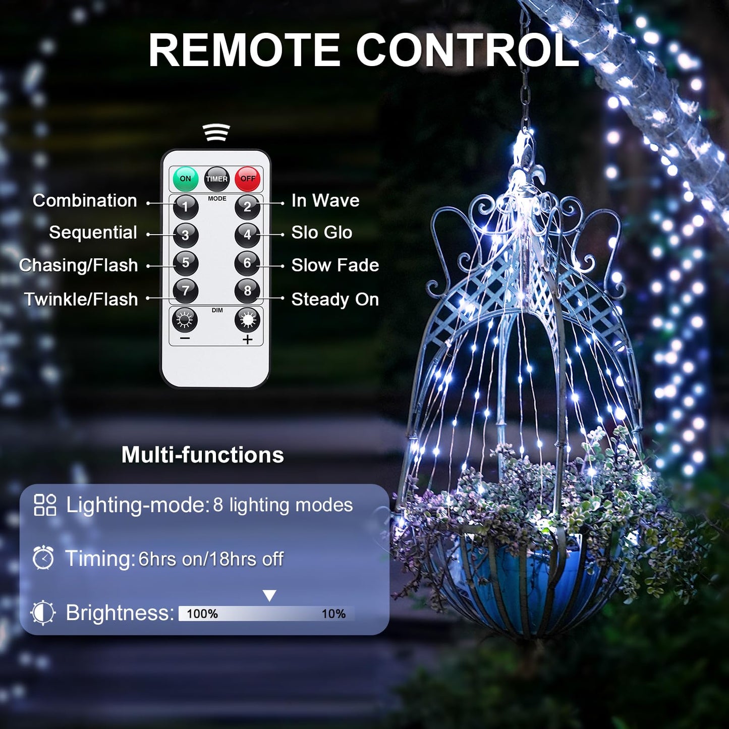 JMEXSUSS 2 Pack White Fairy Lights Battery Operated, Total 200 LED 66ft Twinkle Lights with Remote, 8 Mode White String Lights for Bedroom Ceiling Centerpiece Tree Indoor Outdoor Decor