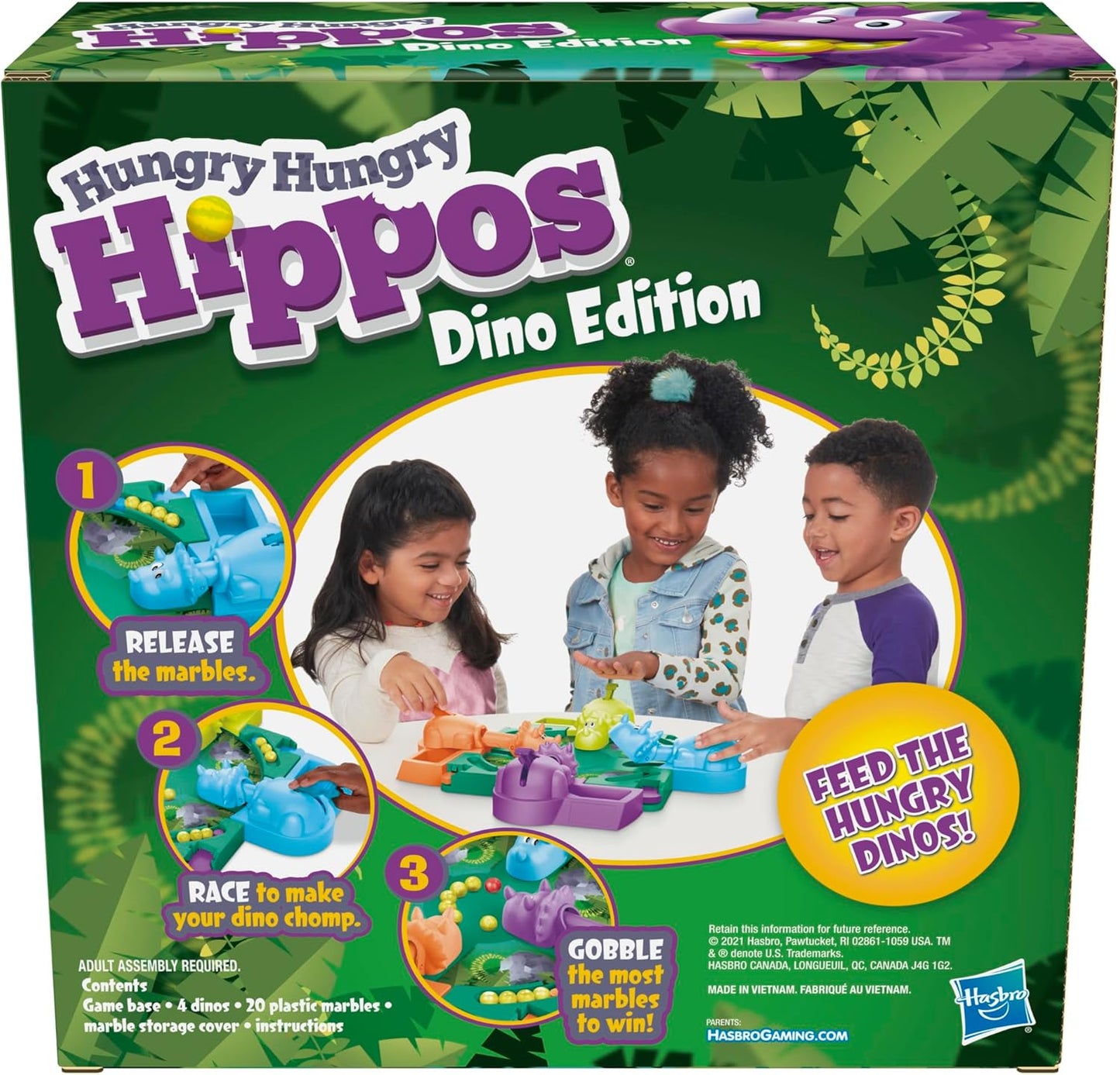 Hasbro Gaming Hungry Hungry Hippos Dino Edition Board Game, Pre-School Game for Ages 4 and Up; for 2 to 4 Players (Amazon Exclusive)