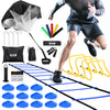 GHB Agility Ladder,Football Training Equipment Set,4 Agility Hurdles, 20 feet12 Rungs Speed Ladder,12 Disc Cones,Resistance Parachute, Jump Rope, 5 Resistance Bands