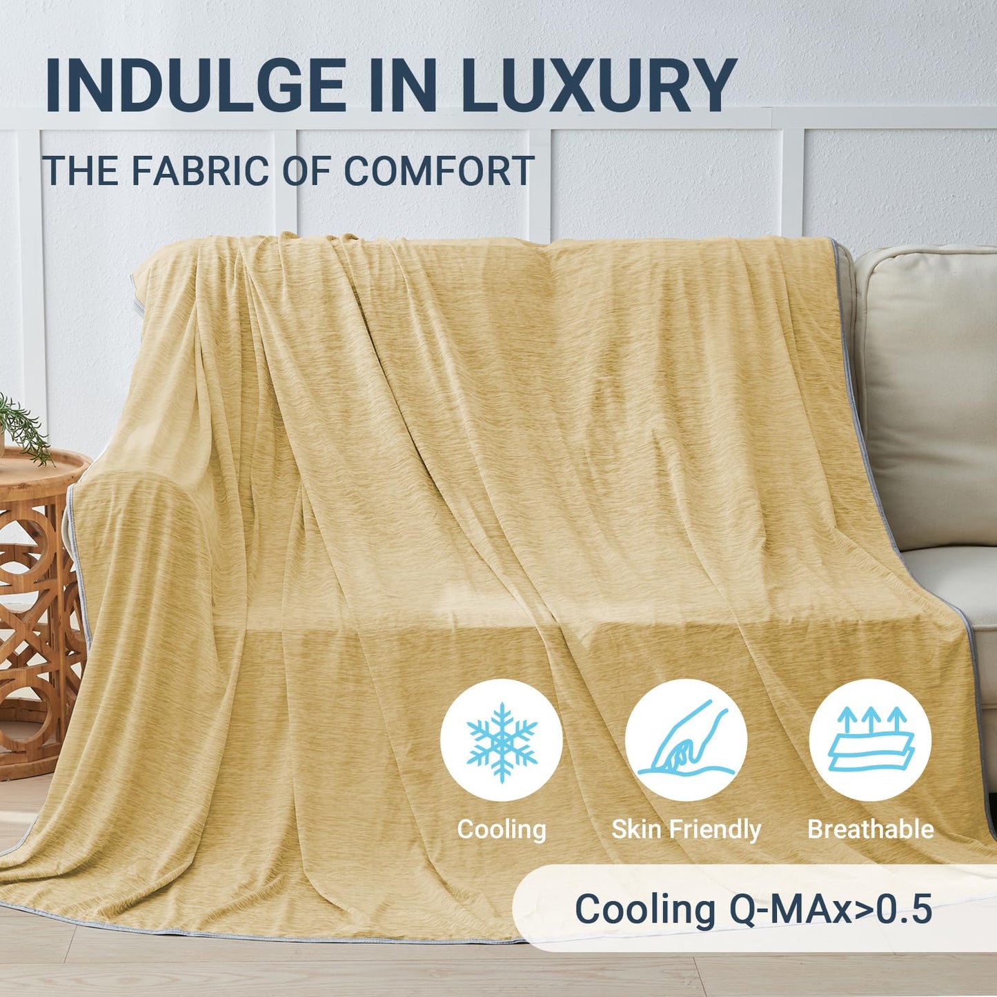 Cushious Cooling Blanket Throw Size 50"x70", Summer Lightweight Breathable Ice Blanket, Cooling Blankets for Hot Sleepers Night Sweats Adults Absorb Heat Keep Cool