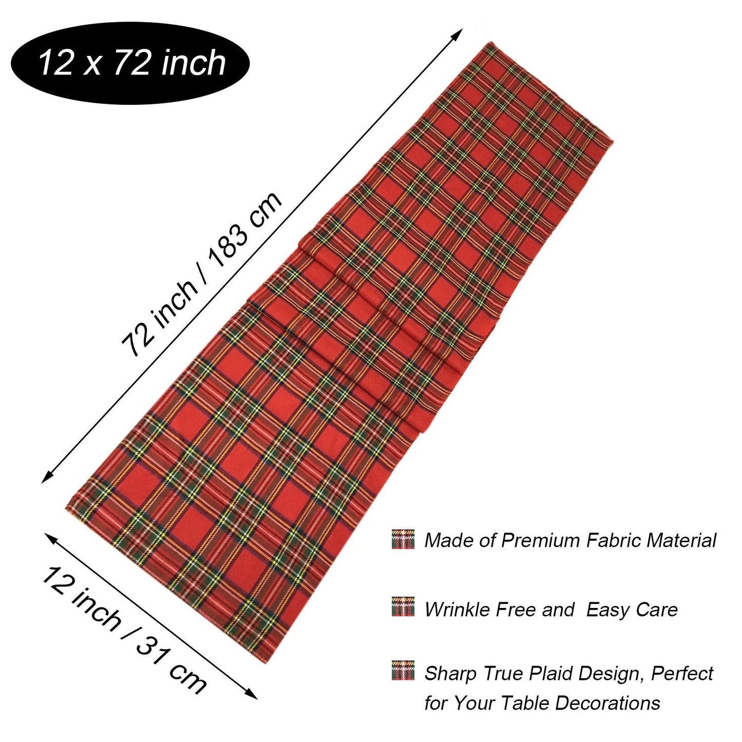 Tartan Plaid Table Runner for Home Kitchen Dinner Party Holiday Christmas Table Decorations - Scottish Christmas Table Runners 72 Inch