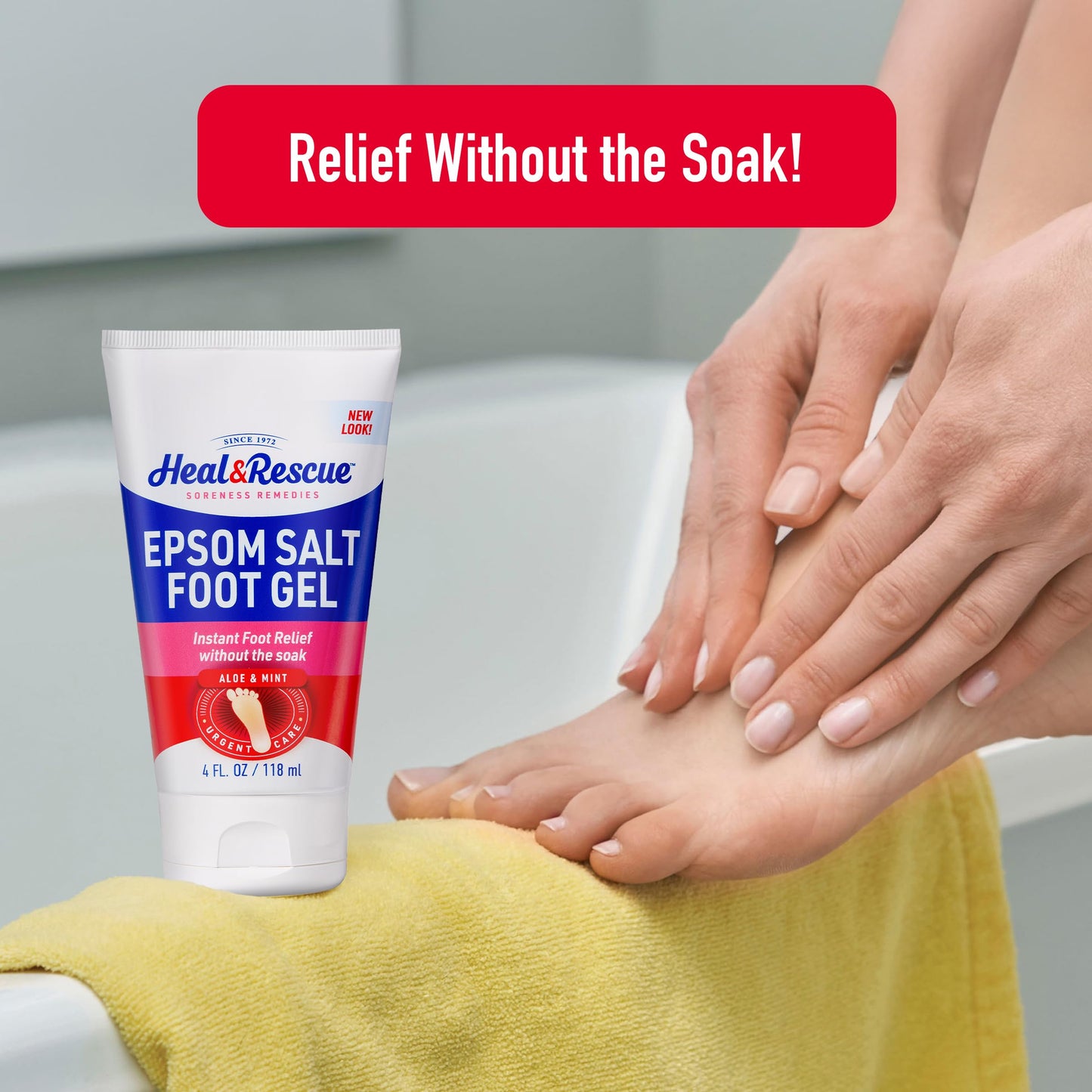 Heal&Rescue Epsom Salt Foot Gel, 4 Ounce, Soothing Relief for Painful, Tired, Aching Feet, Ditch the Foot Bath for Instant Relief