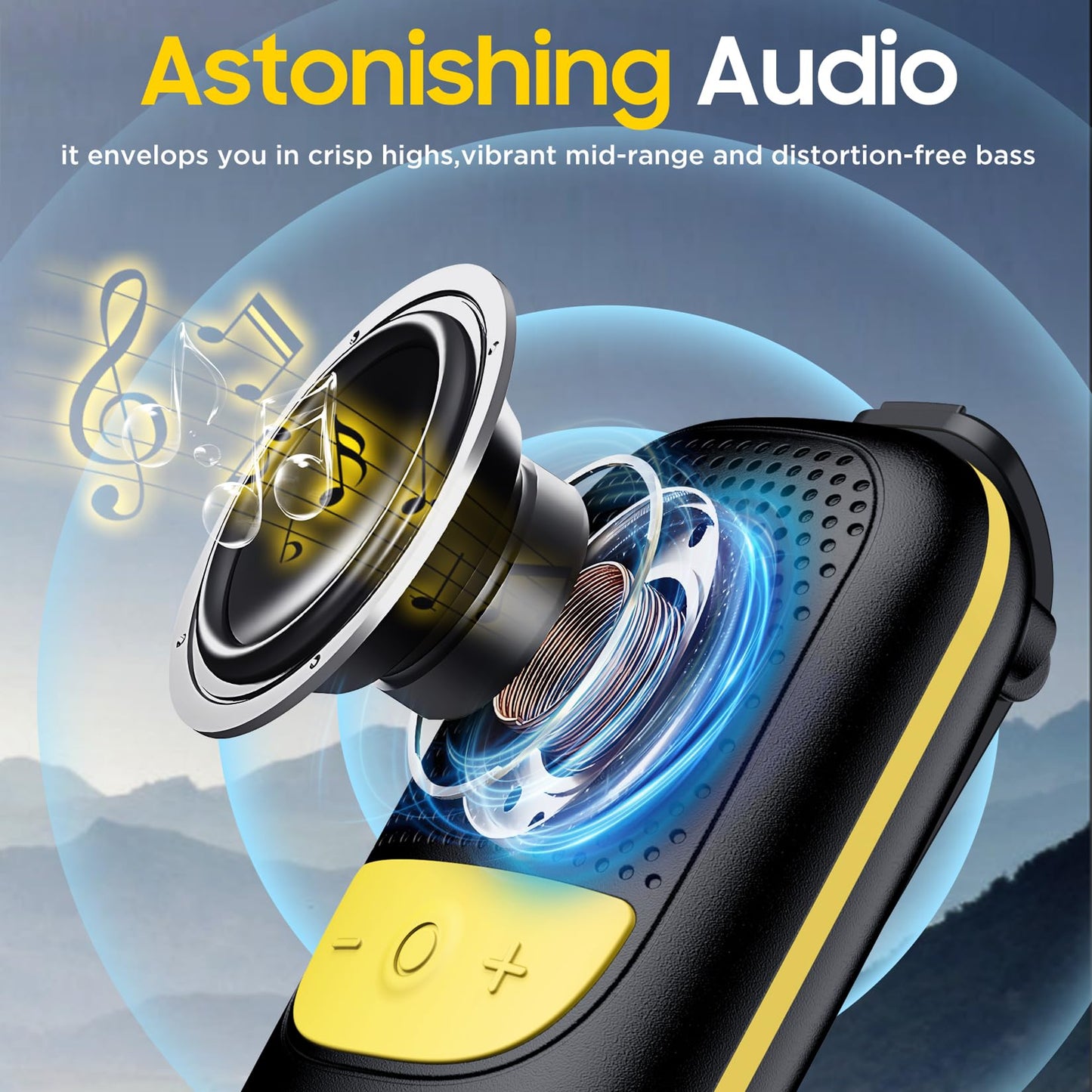 Temdan Wearable Bluetooth Speaker, Clip-On Portable Speaker with Built-in Mics for Hands-Free Music and Calls, Up to 10 Hours Battery Life,Mini Outdoor Waterproof Speaker Gifts for Women/Men - Black