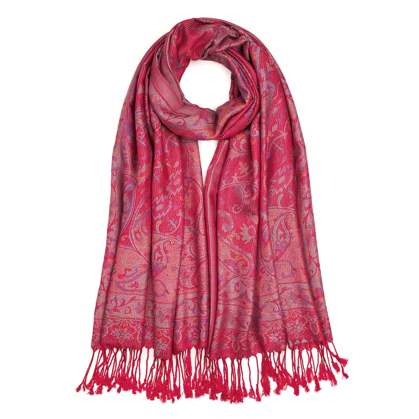 Paisley Pashmina Shawl Wrap Women Reversible Vintage Jacquard Pashmina Rave Scarf with Fringe for Evening, Wedding