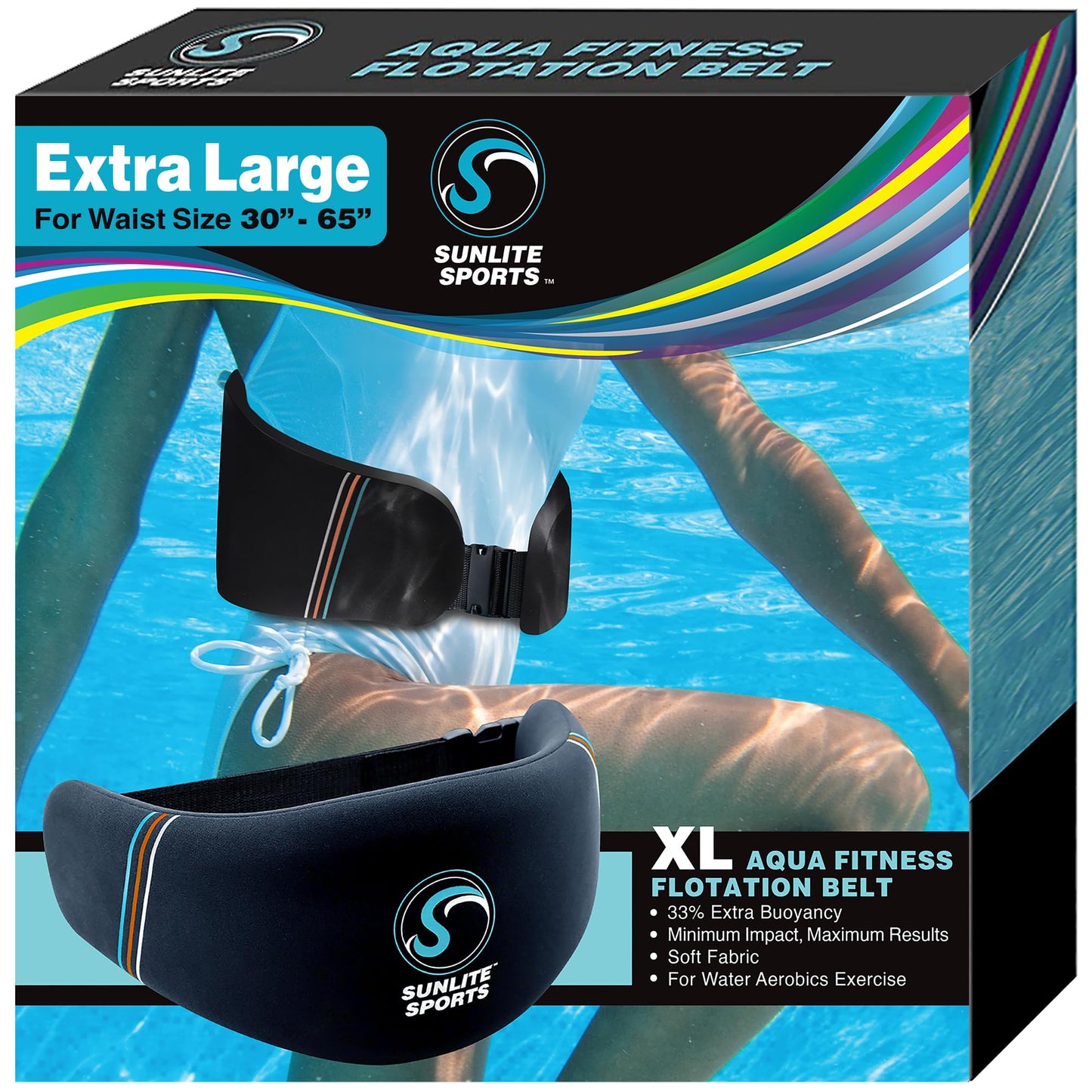 Sunlite Sports AquaFitness Deluxe Flotation Swimming Belt - Water Aerobics Equipment for Pool, Low-Impact Workout
