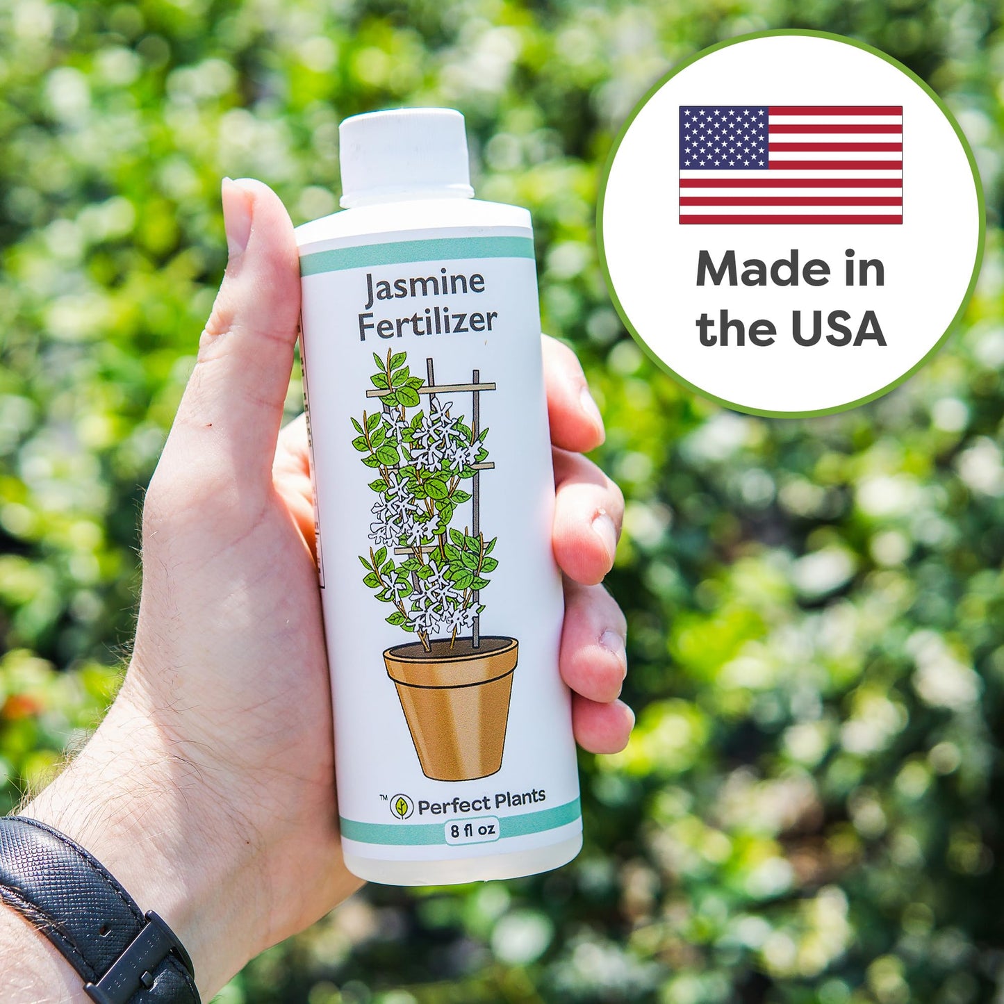 Perfect Plants Liquid Jasmine Fertilizer | 8oz. of Premium Concentrated Indoor Outdoor Jasmine Food | Use with Aromatic and Flowering Jasminum | Bloom Booster