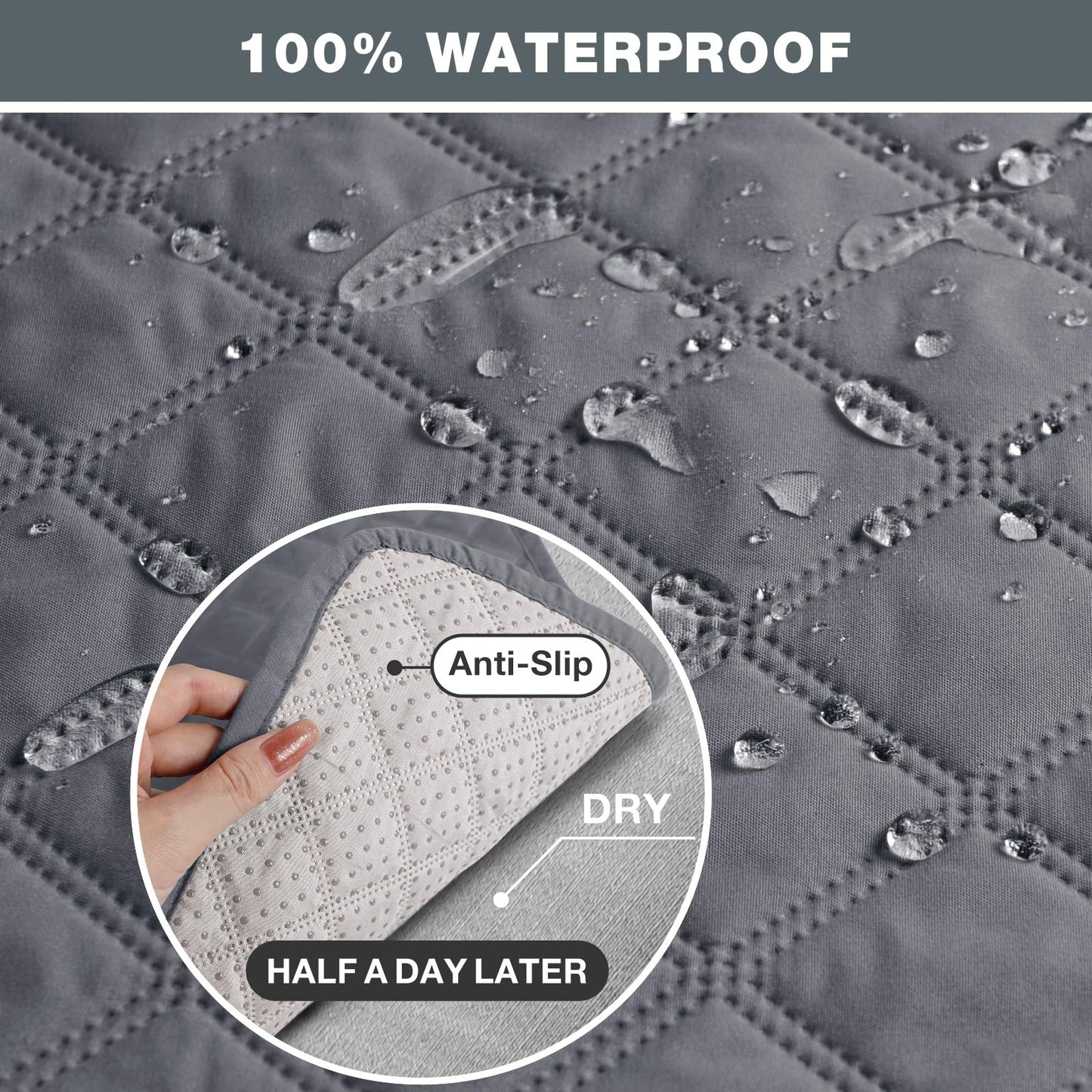 TAOCOCO Loveseat Recliner Cover Non-Slip Sofa Slipcover, Pet Cover for Loveseat Recliner with Elastic Straps, Washable Reclining Loveseat Covers Recliner Furniture Protector (2 Seater, Dark Grey)