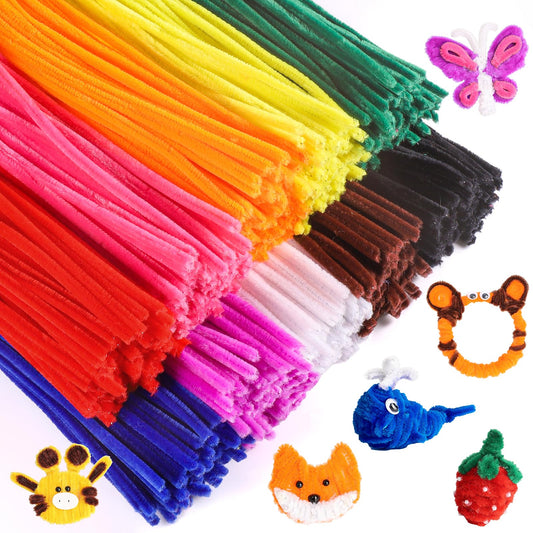 1000PCS Pipe Cleaners Bulk, 10 Color Chenille Stems Craft Supplies for Kids Crafts Projects and Home Decorations (12inch×6mm