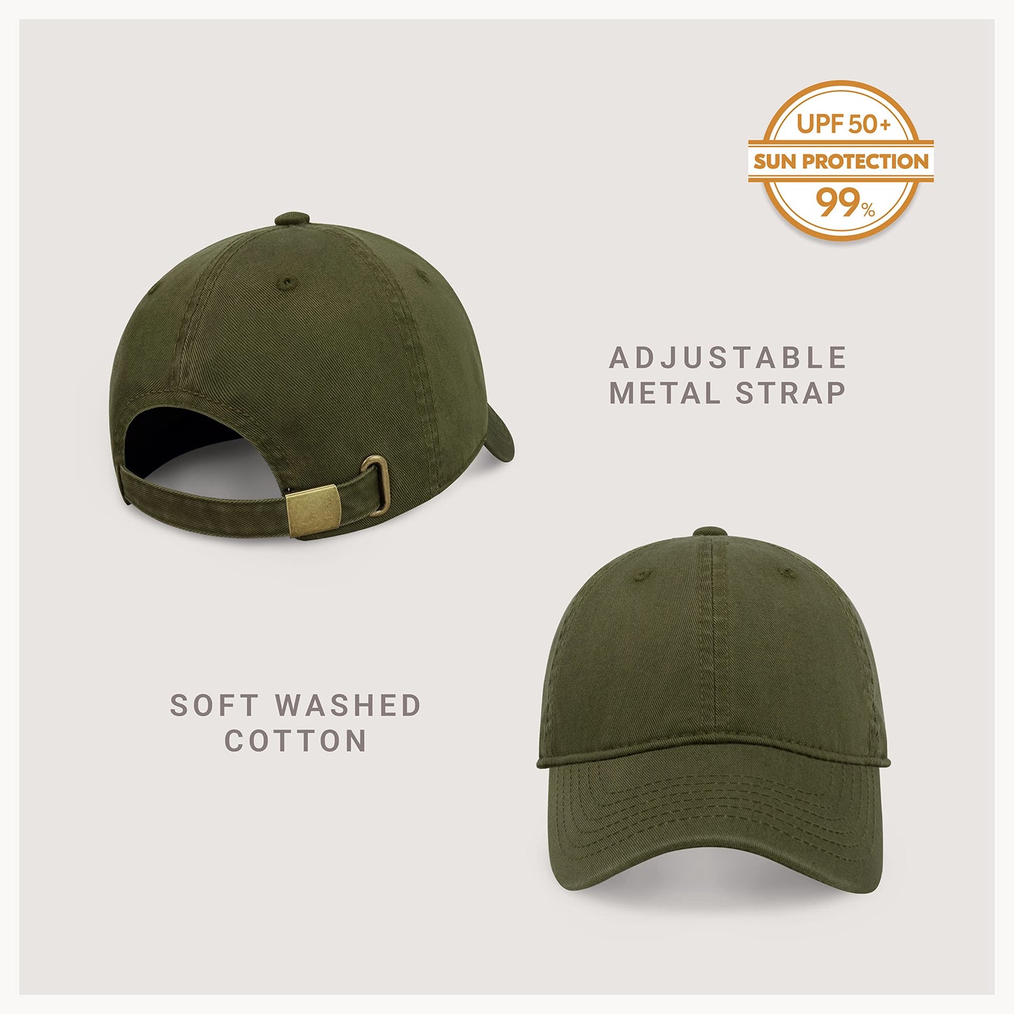 CHOK.LIDS Everyday Premium Dad Hat Unisex Cotton Baseball Cap for Men and Women Adjustable Lightweight Polo Style Curved Brim (Army Green)