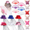 JaGely 18 Pcs Girls Tea Party Supplies Girls Mini Tea Party Hat and Gloves Lace Folding Fan