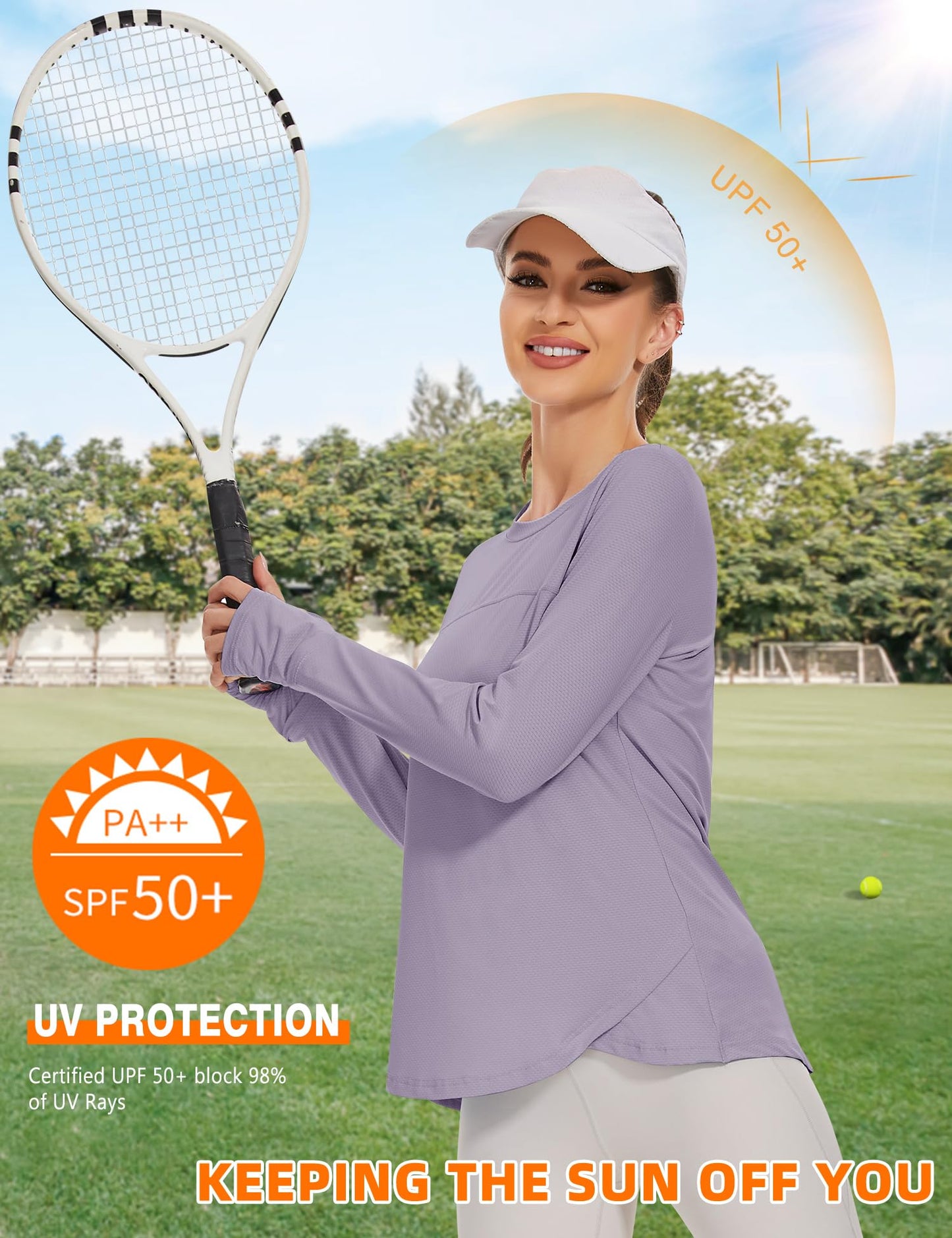 Blingfit Sun Shirts for Women UPF 50+ Women's Sports T-Shirt Long Sleeve Shirt Workout Tops Crew Neck Athletic Casual Running Yoga Fitness T-Shirts