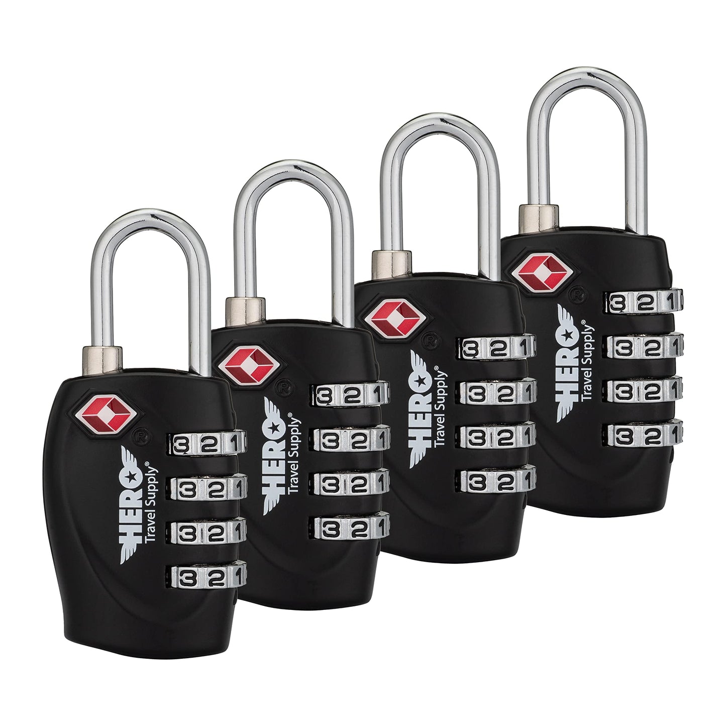 Hero Luggage Lock (Pack of 2) TSA Approved, 4 Digit Combination Padlock for Travel, Suitcases, Lockers, Backpacks