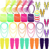 30 Pieces Women's 80s Outfit Costume Accessories Set Include Neon Headband Flash Earrings Necklace Bracelet Fishnet Gloves and Leg Warmers for 80s Retro Party