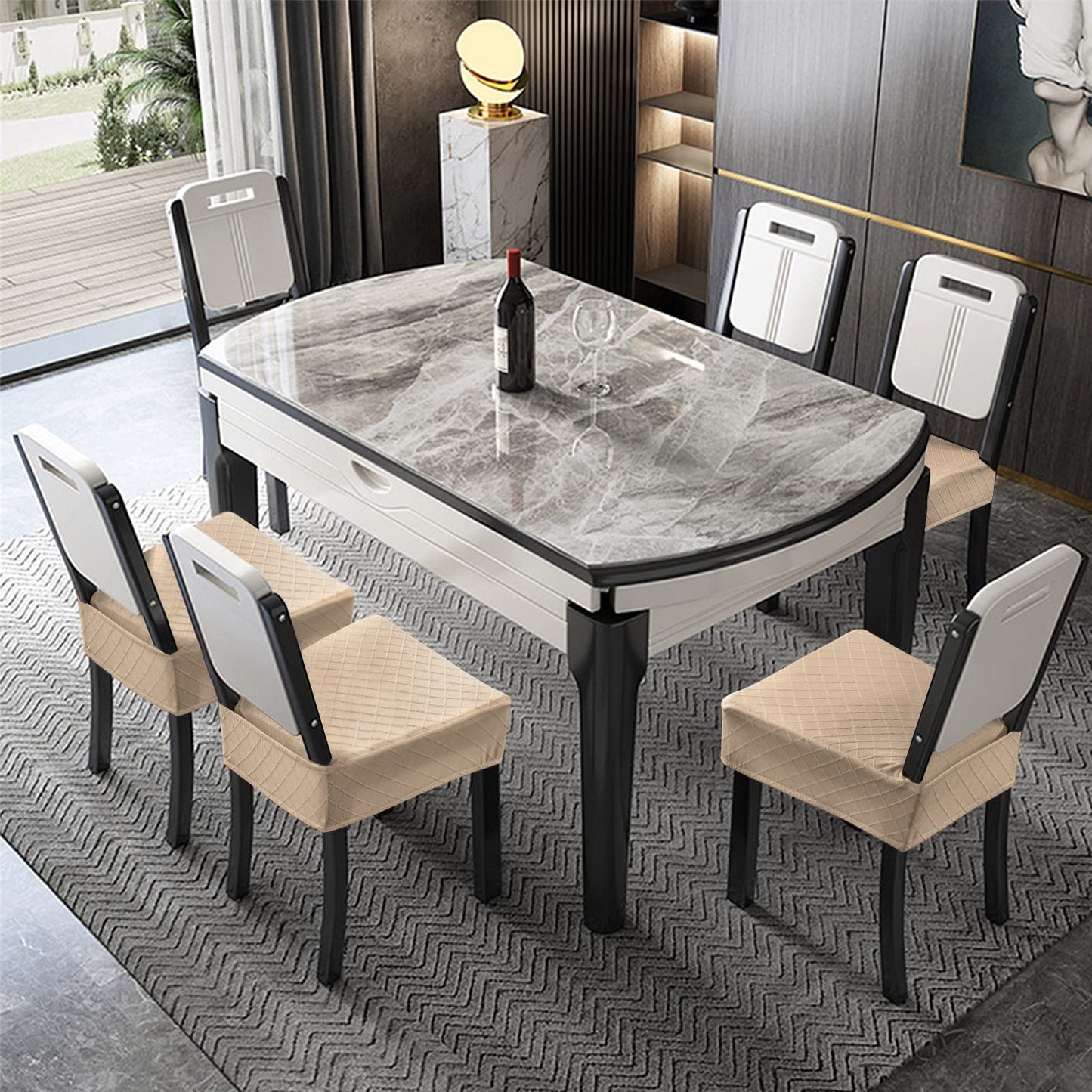 Genina Waterproof Seat Covers for Chairs Seat Covers for Dining Room Chair Slipcovers Kitchen Chair Covers Dining Chair Covers