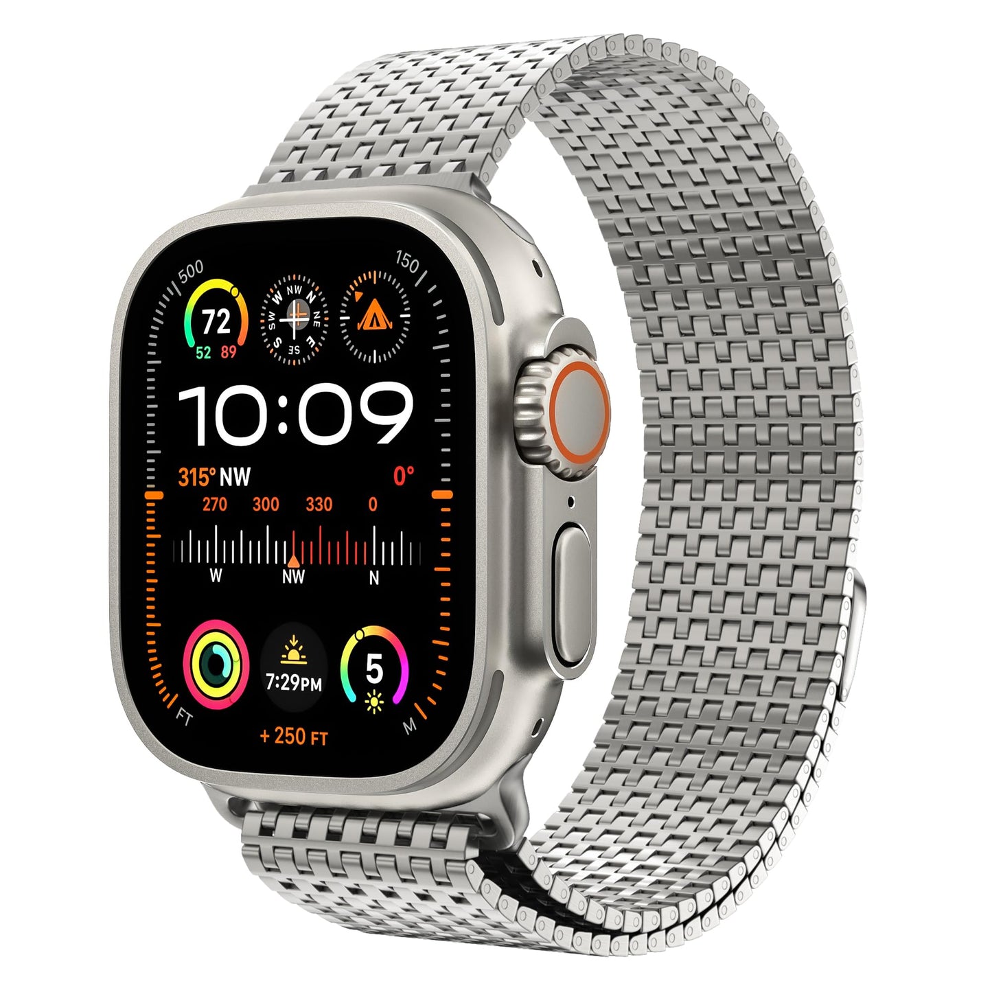 LULULOOK Milanese Mesh Loop Compatible with Apple Watch Band 49/46/45/44/42/41/40/38mm for Men Women, Stainless Steel Magnetic Buckle Strap for iWatch Ultra 2 Ultra Series 10 9 8 7 6 SE 5 4 3