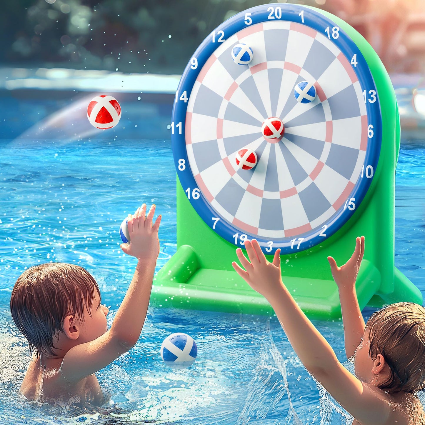 iPlay, iLearn Pool Wave Kids Fun Pool Toys, Inflatable Dart Board Water Games, Swimming Pool Floats, Beach Yard Outdoor Play, Cool Summer Party Gift for 6 7 8 9 10 12 Year Old Boy Girl Teen Adult-Red