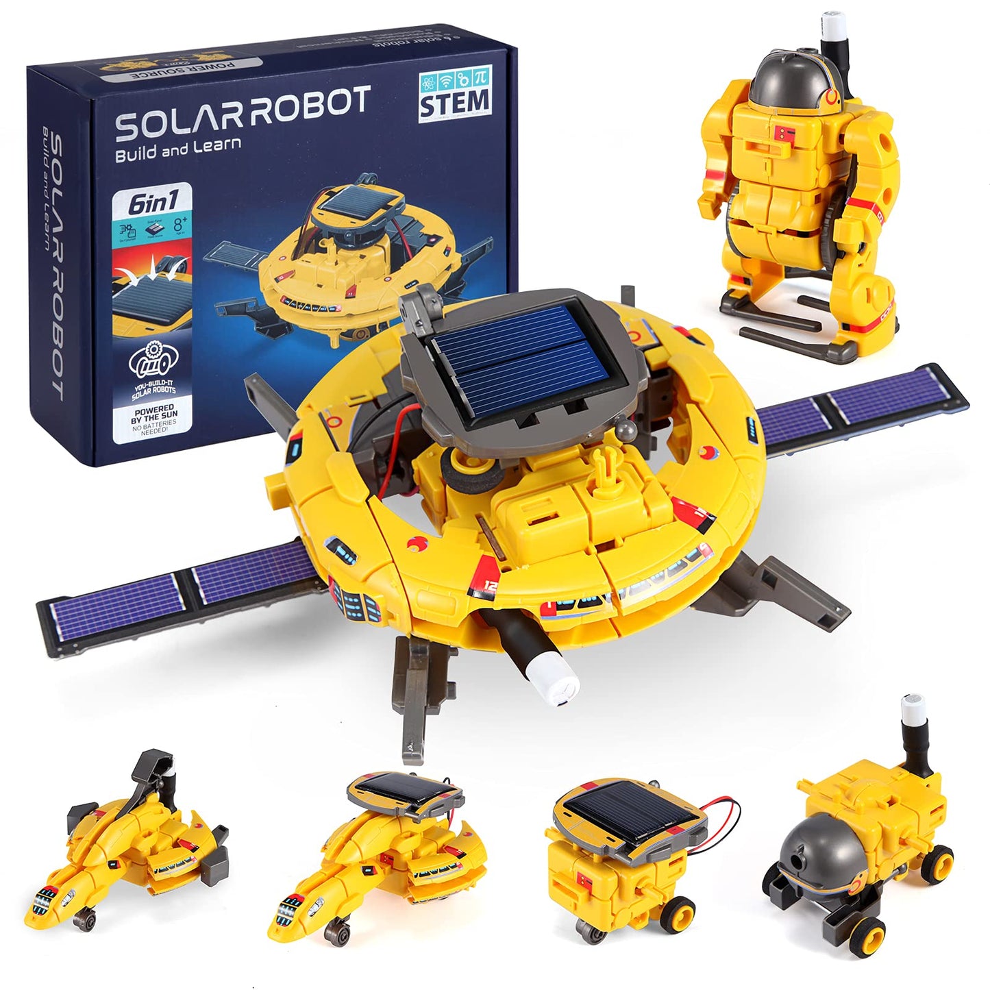 COBFDHA STEM Projects for Kids Age 8-12, Science Kits Boys, Solar Robot Space Toys Gifts 8-14 Year Old Teen Boys Girls, 120Pcs Building Experiments Robots Teenage Ages 9 10 11 12 , Yellow