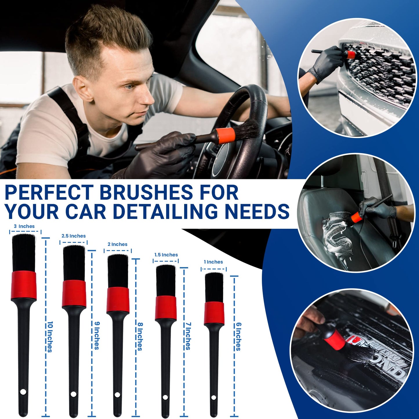 Cuoreca 31pcs Car Detailing Kit Interior and Exterior Cleaner, Car Cleaning Kit with Professional Car Detailing Brush Set, Car Wash Kit and Auto Detailing Kit. Reusable, Perfect for Cars and Bikes