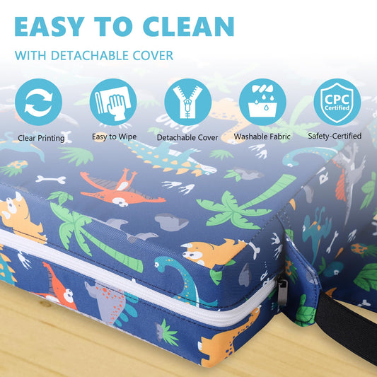 Sylynvia Booster Seat for Kitchen Chair with Adjustable Straps, Toddler Booster Seats for Dining Table Portable for Travel Camping Eating, Booster Cushion for Table for Baby Child Infant Kid Boy Girl