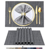 BETEAM Placemats Set of 6 Woven Vinyl Placemat for Dining Table Washable Wipeable Kitchen Place Mats Durable Indoor Outdoor Table Mats -01 Grey, 6 Pcs