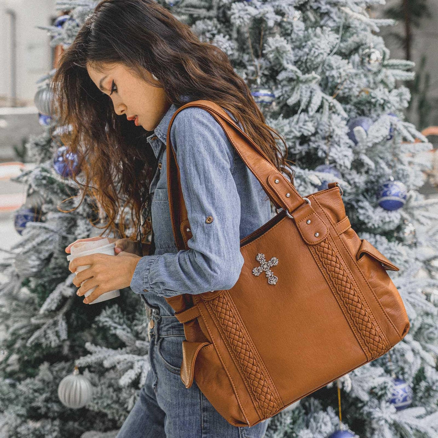 Purses and Handbags for Women Ladies Western Purse Large Hobo Bag Top Handle Handbag with Adjustable Crossbody Strap Vintage (Brown)