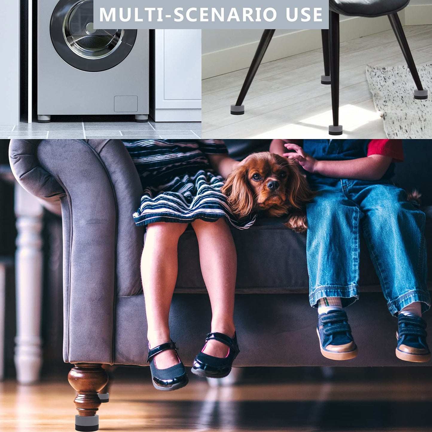 HANIHUA Furniture Risers 2 inch (Set of 4) Round Bed Risers Heavy Duty 1 inch 3inch, Adjustable Bed Lifts Riser for Desk, Table, Sofa, Chair Supports Up to 1,300 lbs