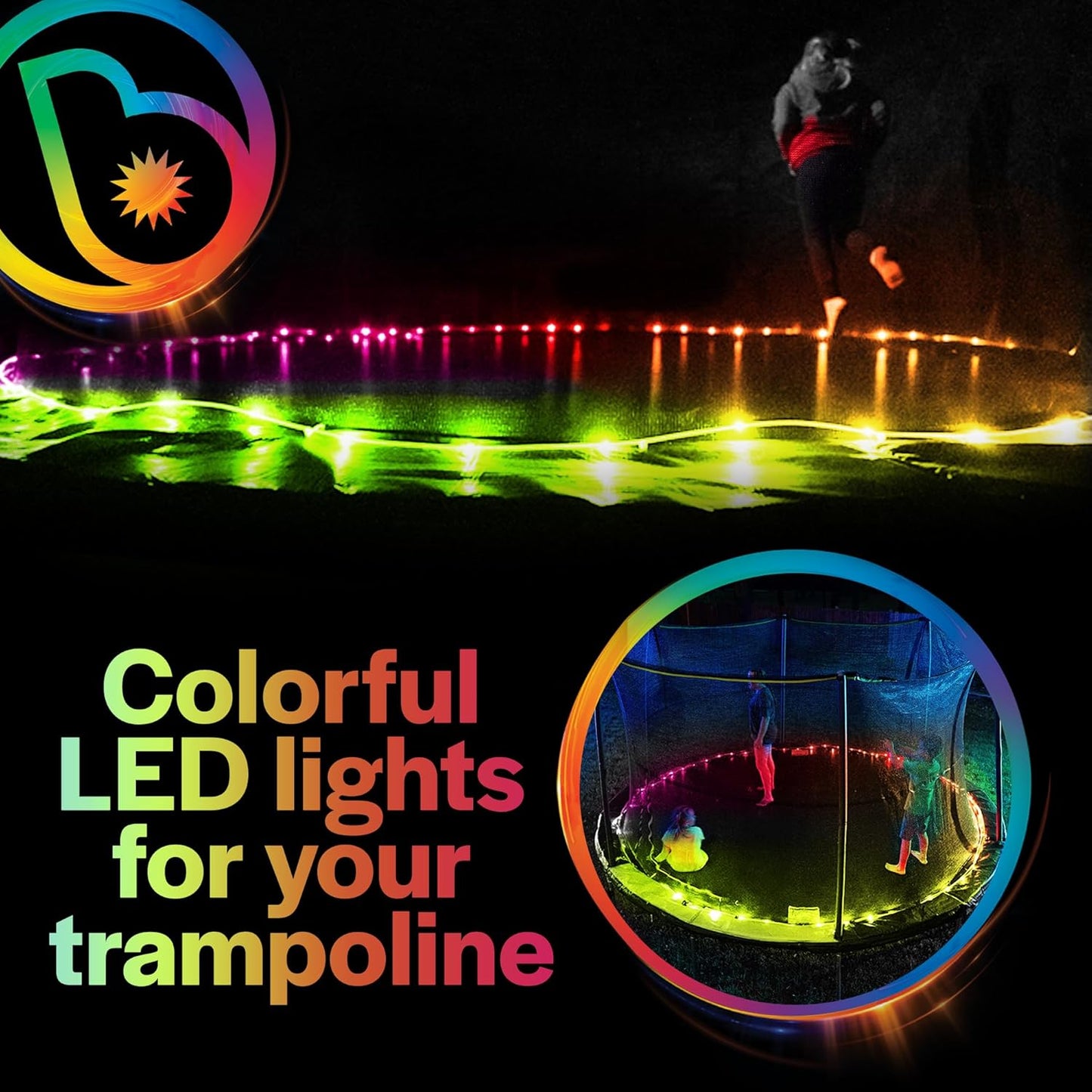 Brightz Bounce LED Trampoline Lights Trampoline Accessories for Kids Trampoline Toys Trampoline Games 14 14ft 16 16ft 15 15ft Summer Fun for Kids Outdoor Trampoline Game Trampoline Stuff
