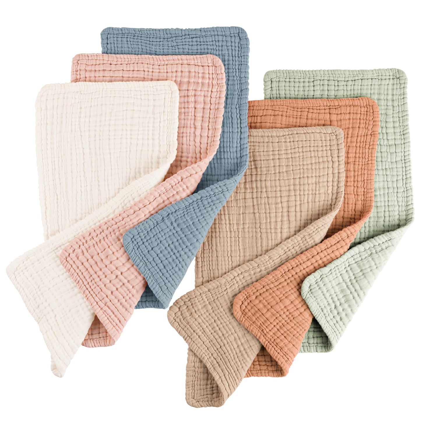 Konssy Muslin Baby Burp Cloths 6 Pack, Soft Absorbent 100% Cotton Burping Clothes for Newborns, Baby Boys and Girls, Unisex