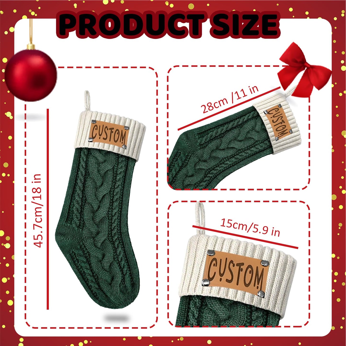 Bliver Personalized Christmas Stockings Custom Christmas Stockings with Names Knitted Stockings for Christmas Holiday Decor, Santa Claus Decor