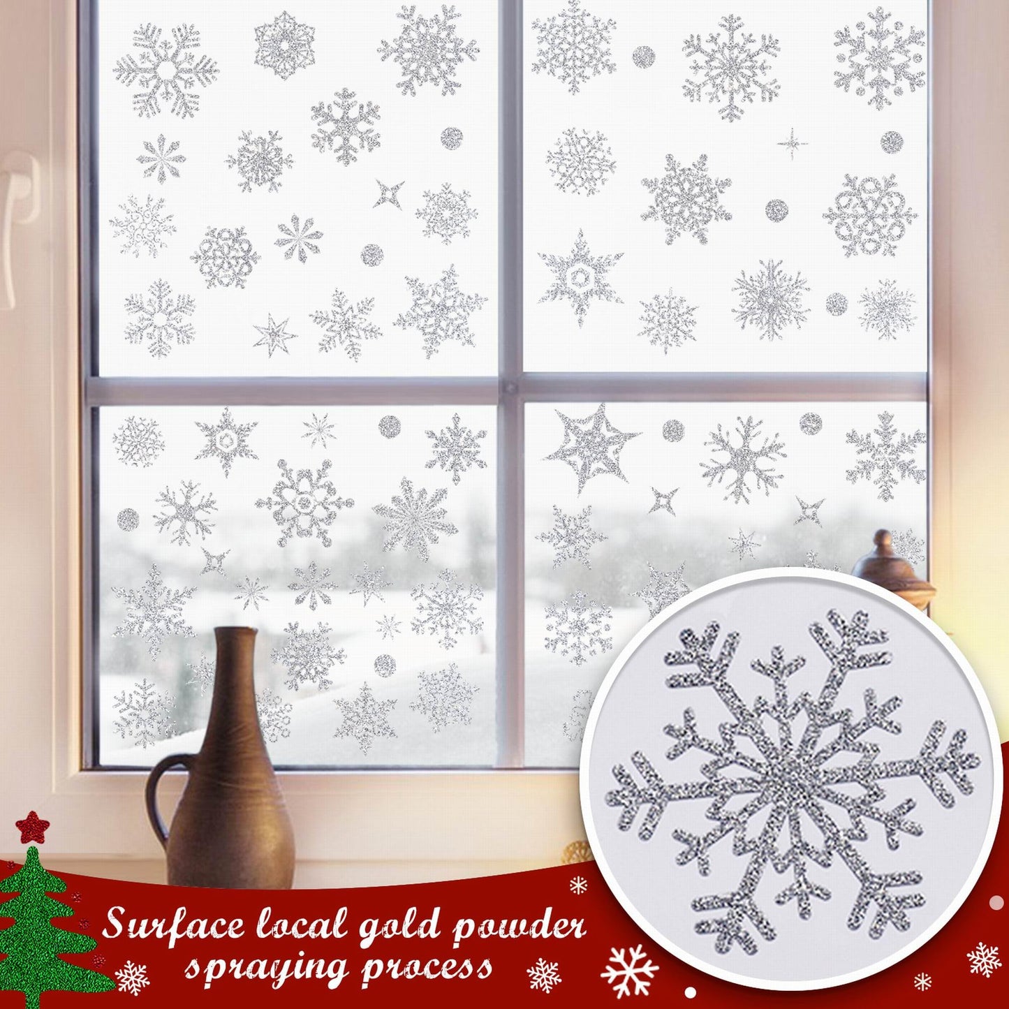 93pcs Christmas Sticker Decor,9 Sheets Christmas Window Decorations for Christmas Festival Decoration