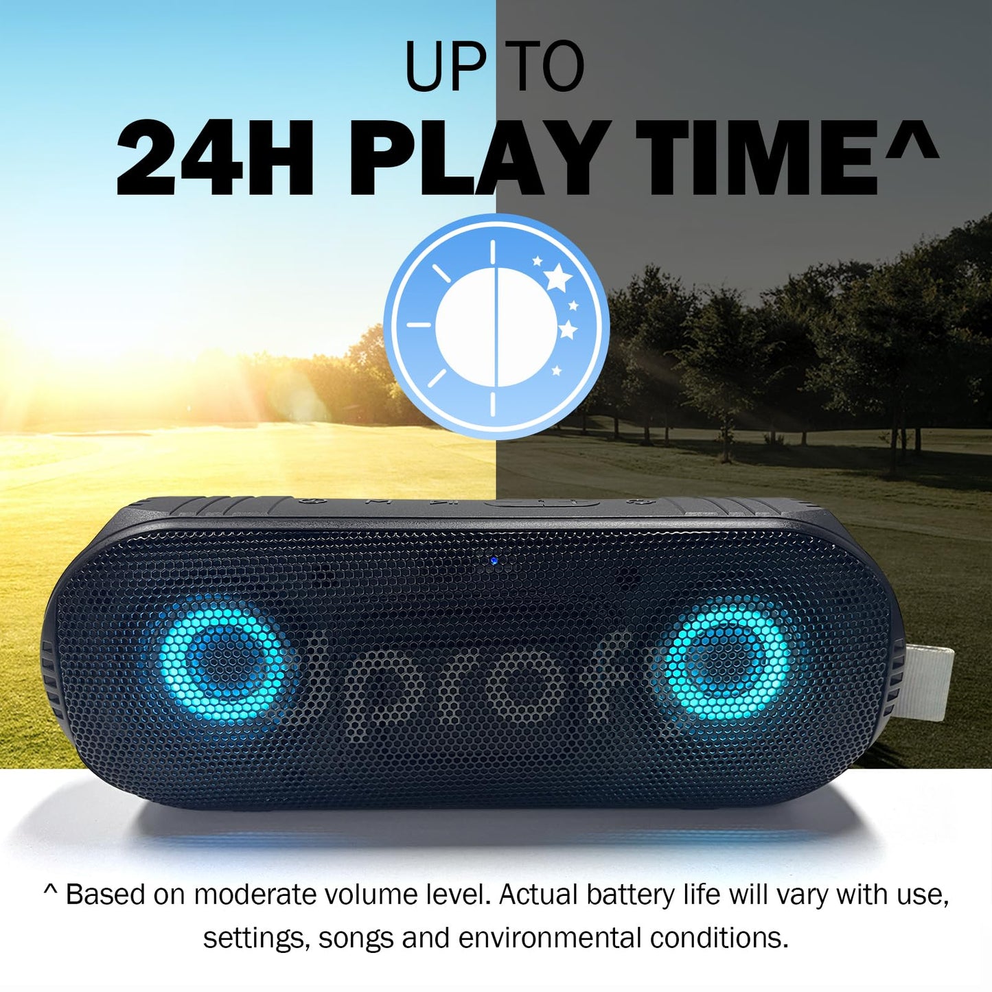 Dprofy New Play 2 Rounds, Magnetic Bluetooth Golf Speaker, Stereo Sound Portable Pro Wireless Waterproof Speaker with Rich Bass, Golf Accessories Golf Gifts (with Light)