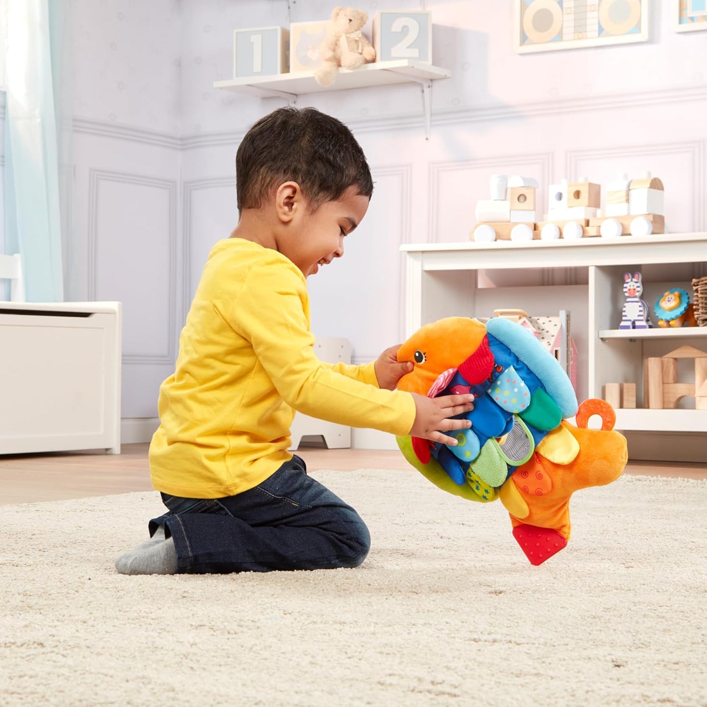 Melissa & Doug Flip Fish Soft Baby Toy Sensory Tummy Time Toys, Soft Fabric Tag Toy For Babies, Infants