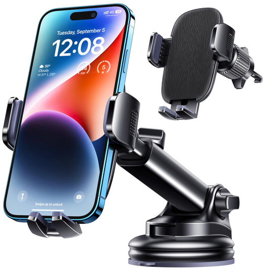 Qifutan Dash Mounted Holders Phone Holders for Your Car Phone Mount for Car Windshield Dashboard Air Vent Universal Hands Free Automobile Cell Phone Holder Fit for iPhone Smartphone