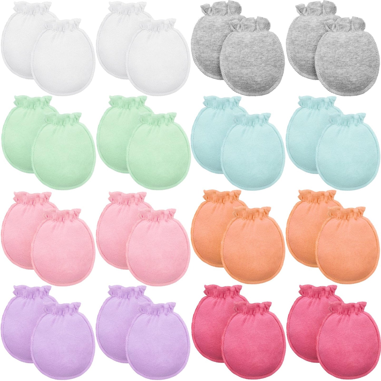 16 Pairs Newborn Baby Cotton Mittens No Scratch Gloves Unisex Newborn Mittens for baby Boys Girls 0-6 Months