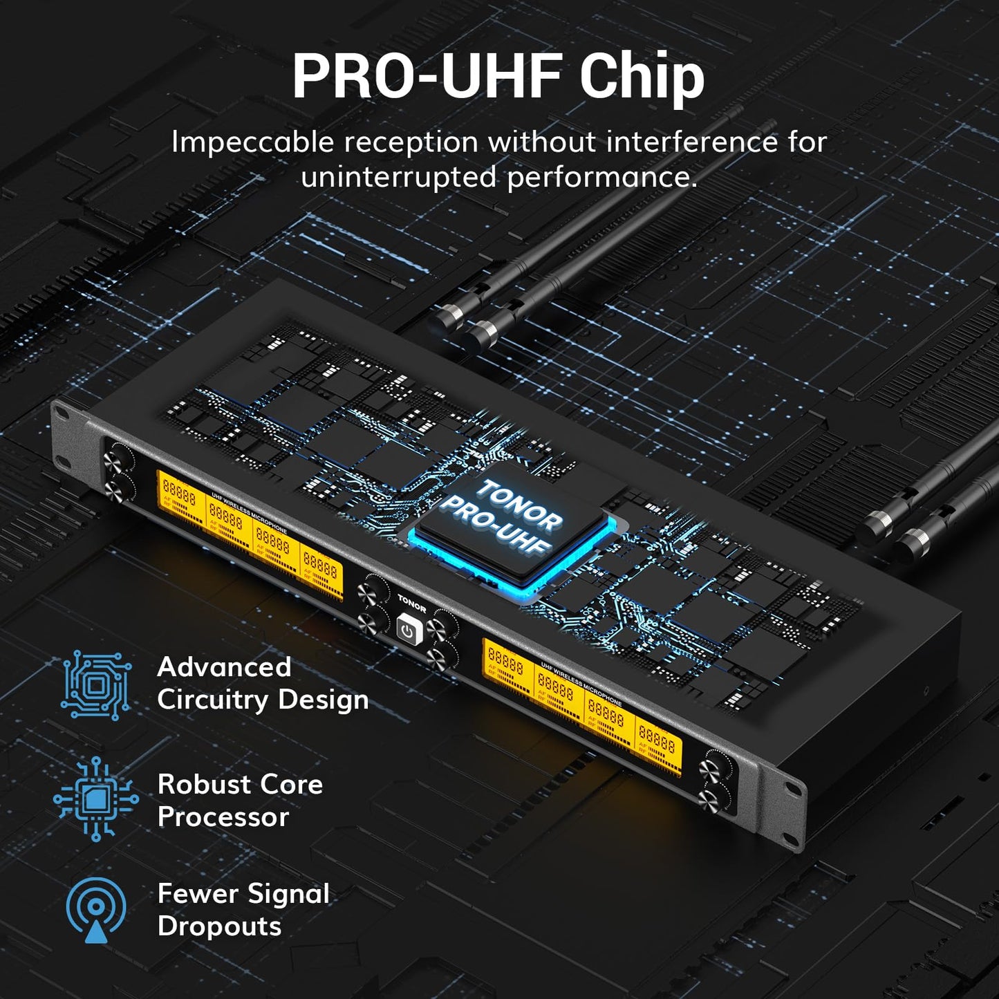 TONOR Wireless Microphone System, 12-Channel UHF Cordless Mic, 8 Handheld Metal Dyanmic Mic with Receiver, 295ft Range, 8x12 UHF Frequencies, Mic Mute, Ideal for Church Singing Karaoke Rehearse TW880