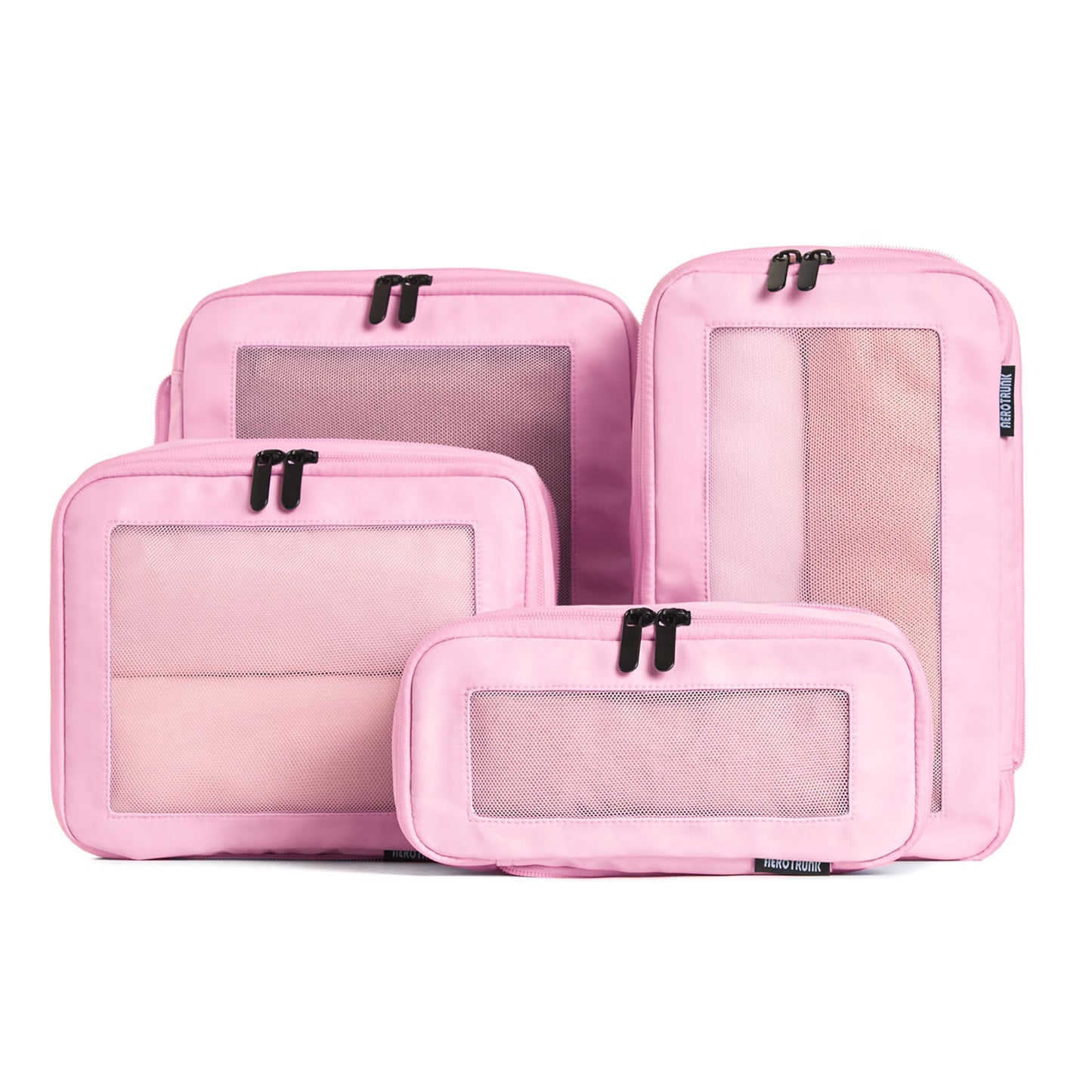 Compression Packing Cubes for Travel - Luggage Organizer Bags - Double Zipper Packing Cubes for Suitcases (4-Pack, Beige)