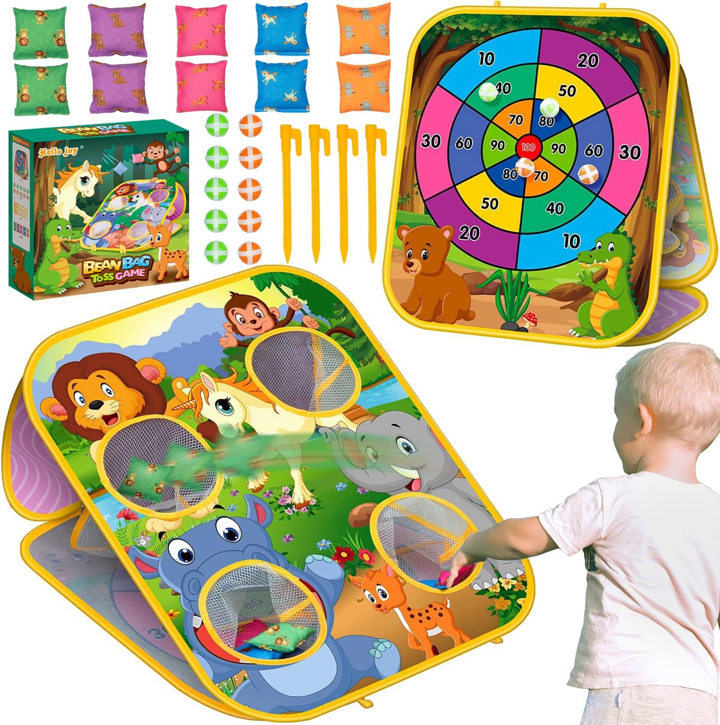 Bean Bag Toss Game for Kids - Cornhole Board Outdoor Toys for Toddlers -Party Activities Carnival Outside Yard Backyard Beach Lawn Games Toy for Kid Boys Girls Age 3 4 5 6 7 8 Year Old Birthday Gifts