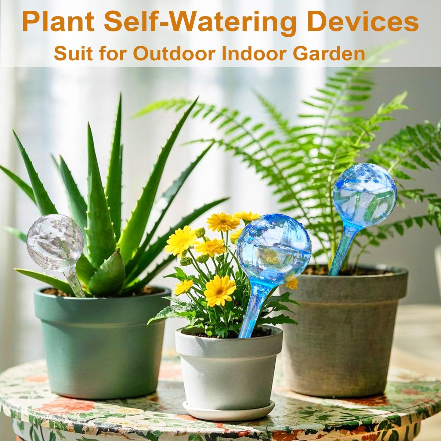 MOONSOUND Self Watering Globes for Plants - 10pcs Automatic Watering Bulbs for Indoor & Outdoor Potted Plants, Vacation Plant Care, Water Conservation Device