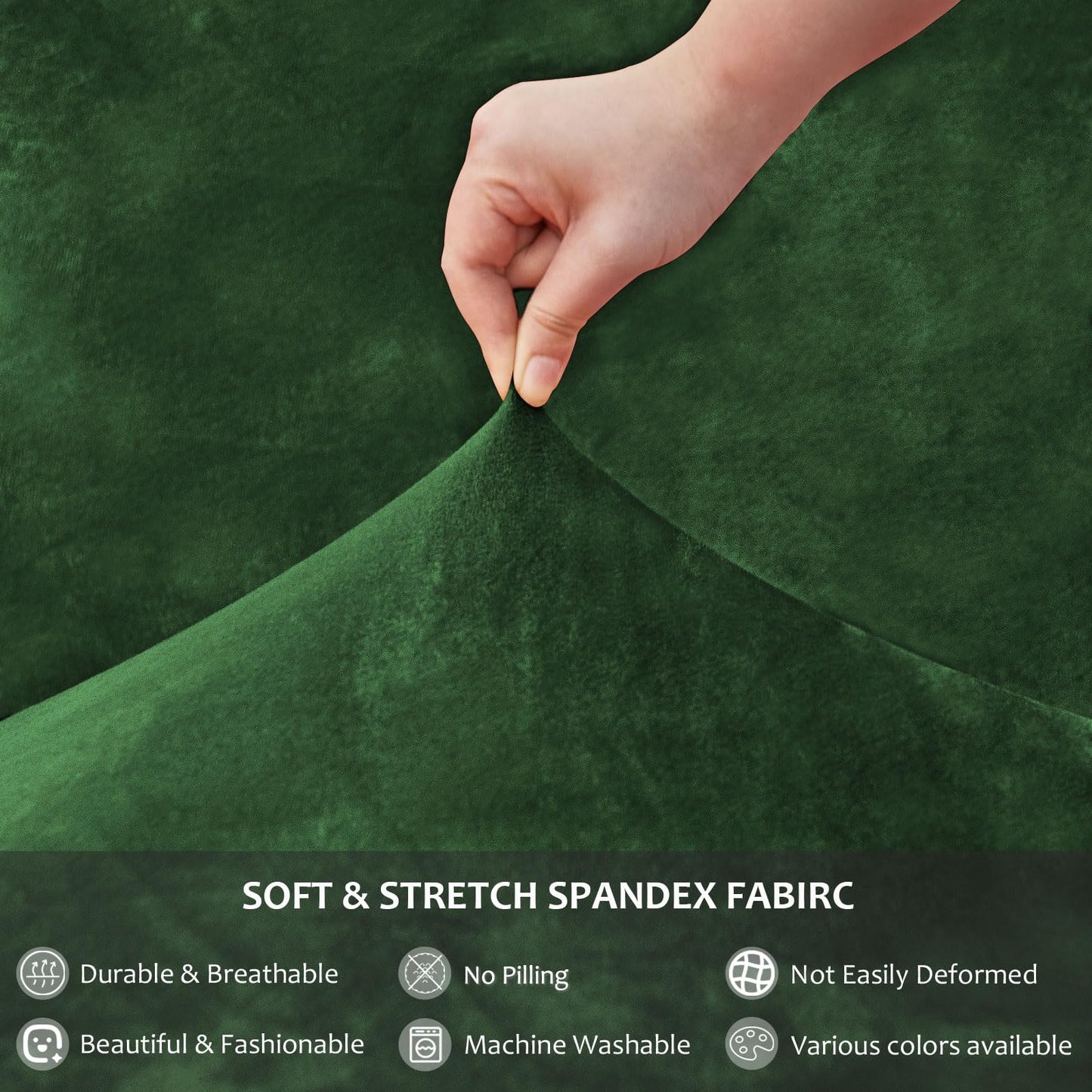 NICEEC Spandex Chair Covers for Dining Chairs Covers Set of 6 Removable Dining Room Chair Covers with Skirt Parson Chair Slipcovers Washable Chair Protector for Kitchen Wedding Party Banquet(Green)