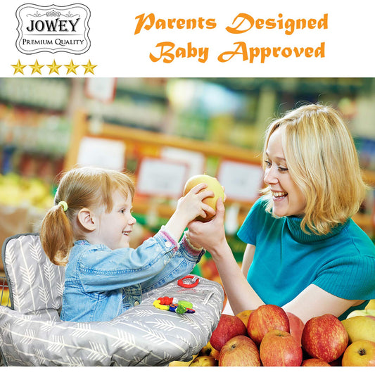 Shopping Cart Cover for Baby Grocery Cart Cover for Baby boy and Baby Girl, High Chair Cover for Baby and Toddler, Baby Registry Gift - Waterproof - Extra Large - Cotton - Double Sided (Light Grey)