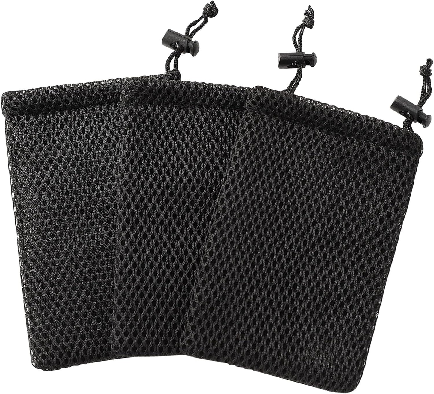 tatoko 5pcs Nylon Mesh Drawstring Bag, 5 x 3.5 Inch Small Storage Pouch String Bags for Mini Stuff MP3 Charger Earphone Key, Travel Kit Organizer for Lipstick Cosmetic Jewelry, Black