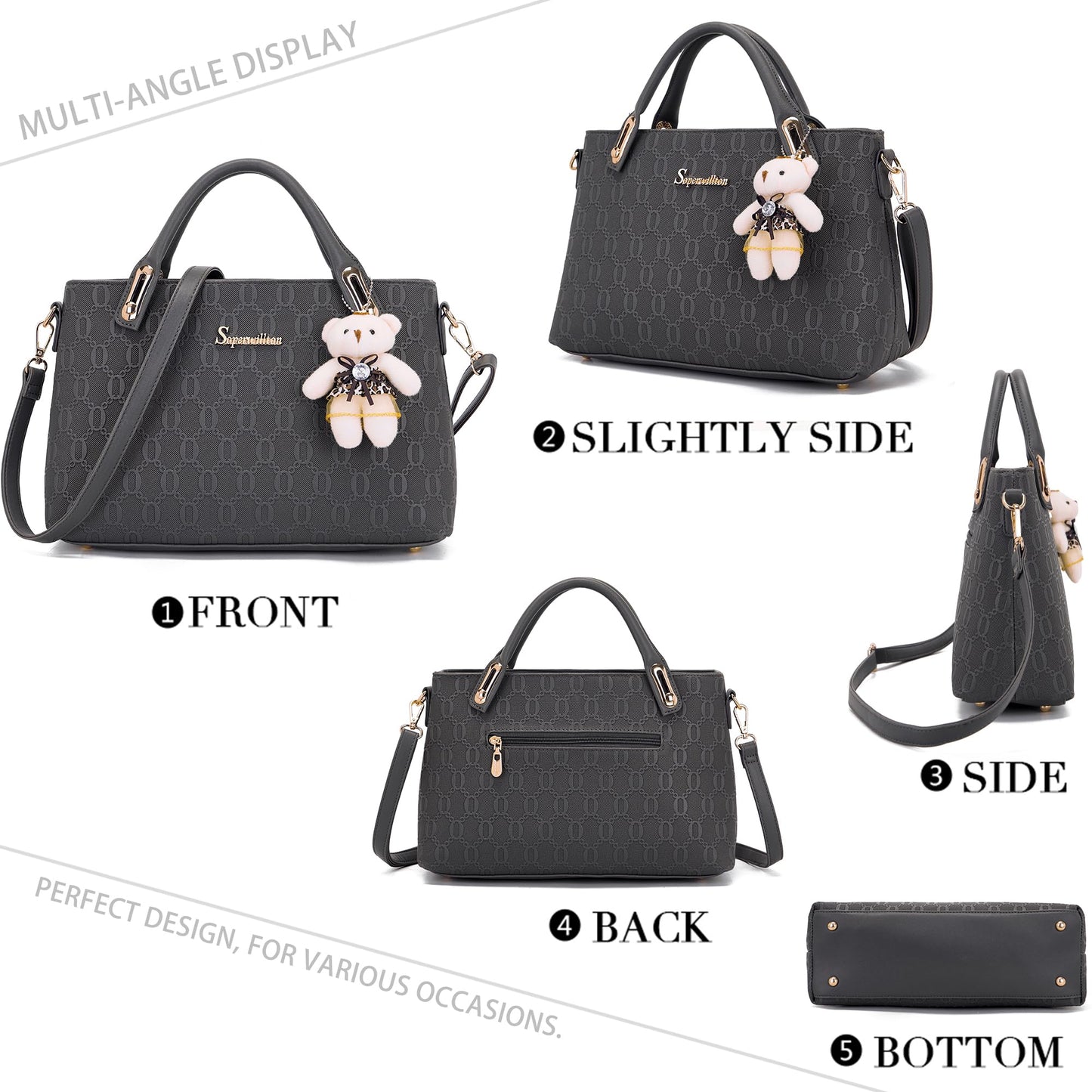Purse for Women Fashion Medium Shoulder Bag Crossbody Bag Top Handle Tote Handbag Set 4PCS