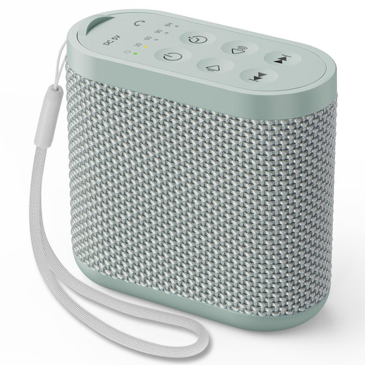 Portable White Noise Machine for Sleeping, Travel & Hotel - 52-Hour Lasting Mini Noise Machine with 21 Quality Non-looping Sounds, Headphone Jack, Memory, Timer for Adults (Green)