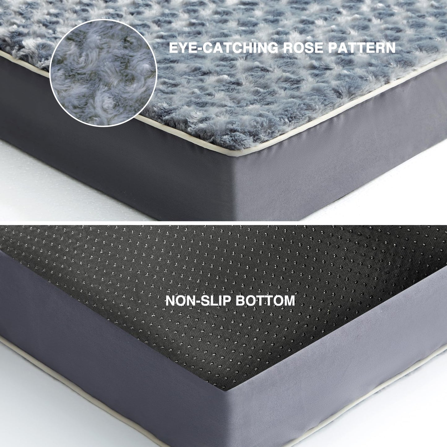 WESTERN HOME WH Dogs Beds for Medium Large Dogs, with Removable Washable Cover, Egg Crate Foam Dog Beds Large Sized Dog Waterproof Pet Bed Mat, Non-Slip Bottom