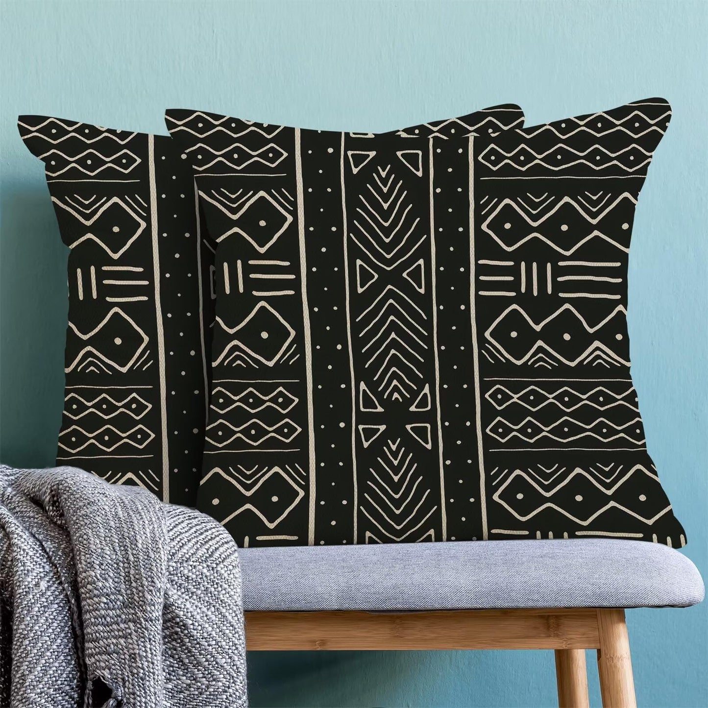 Abstract Line Throw Pillow Covers 18x18 Inch Set of 2, Black Line Decoration Throw Pillow Covers Decorative Art Outdoor Cushion Cover for Sofa Couch Farmhouse Room Bed Decor