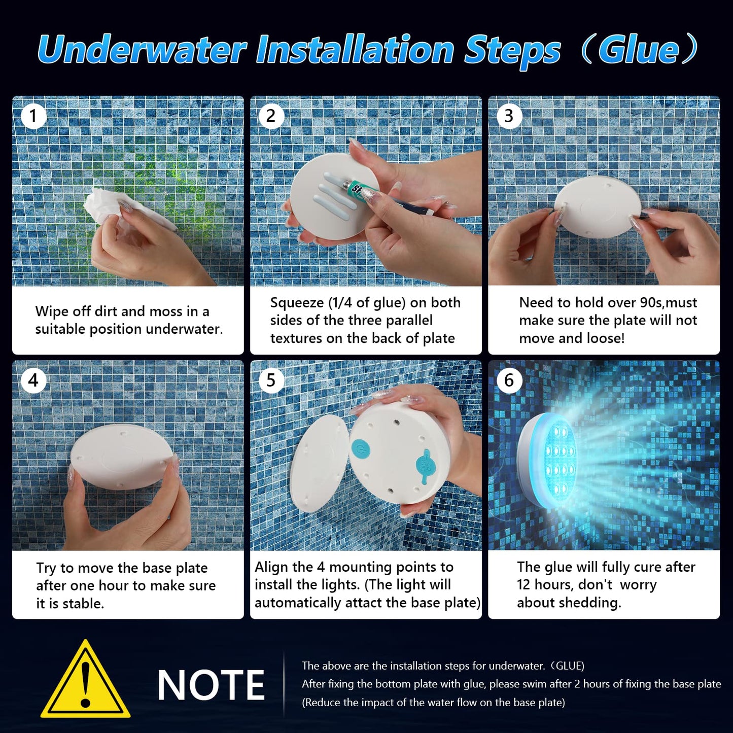 QOLNBY Rechargeable Pool Lights Submersible LED Lights with Remote, IP68 Waterproof Underwater Lights,16 Color Changing Floating Light with Magnet, Suction Cups for Pool,Pond,Party (2-Pack)